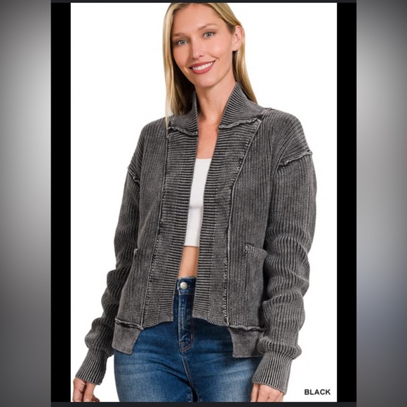 NWOT Lennox Cardi- Acid Wash Cardigan - Picture 1 of 8